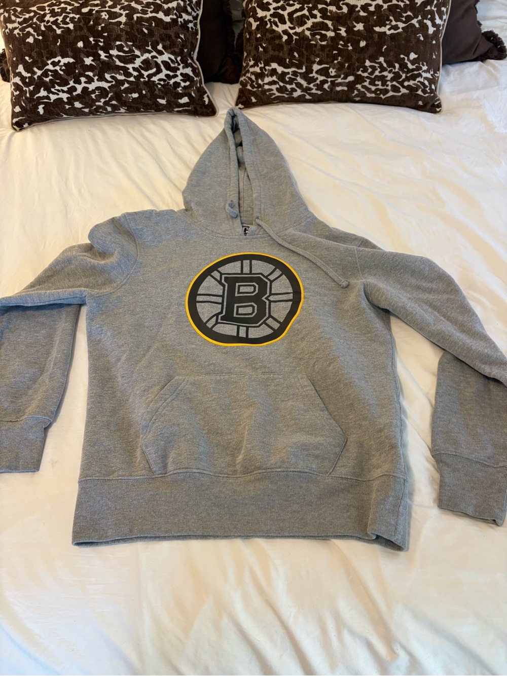 Boston Bruin Logo Gray Hooded Sweatshirt - Men's
